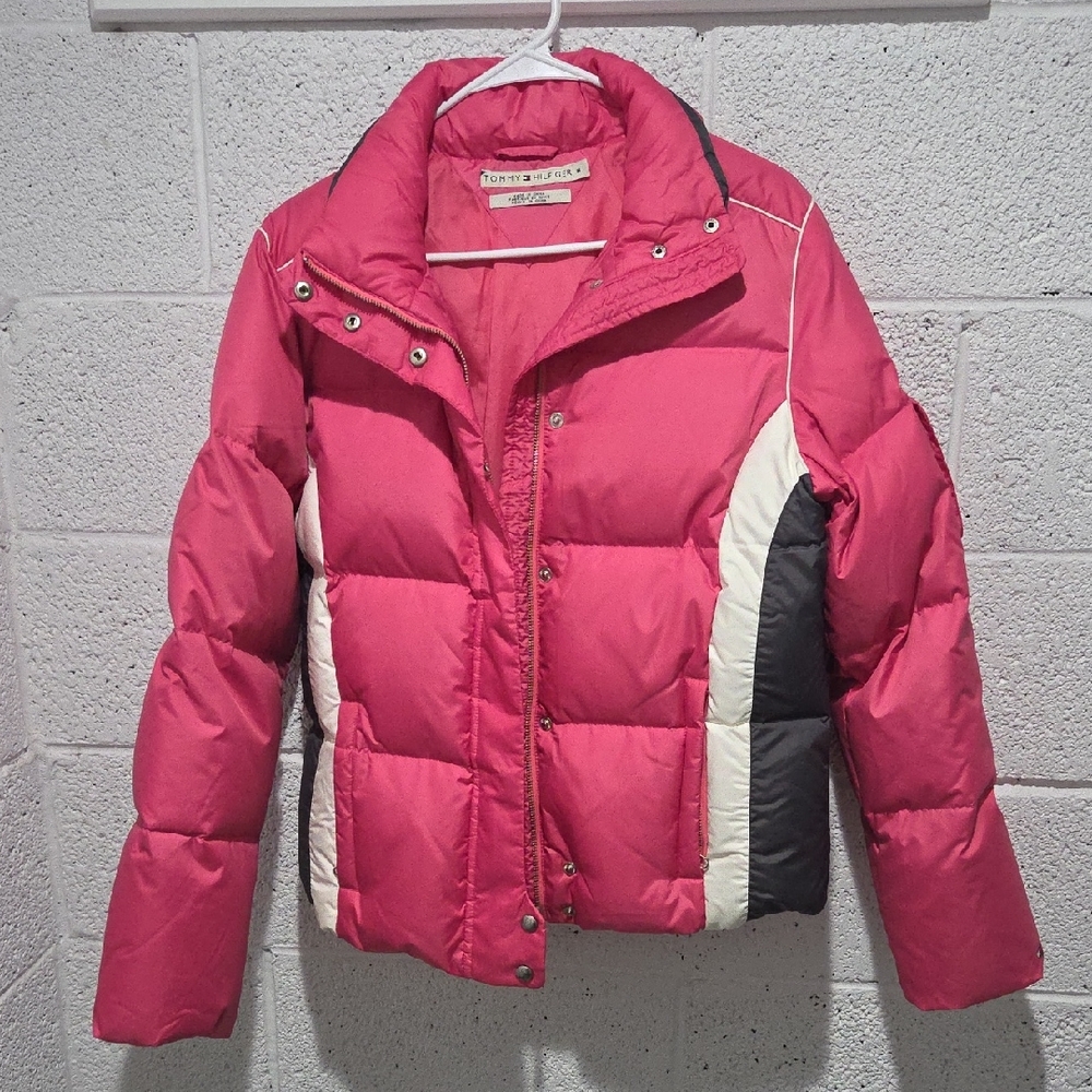 Tommy Hilfiger Red and White Puffer Jacket